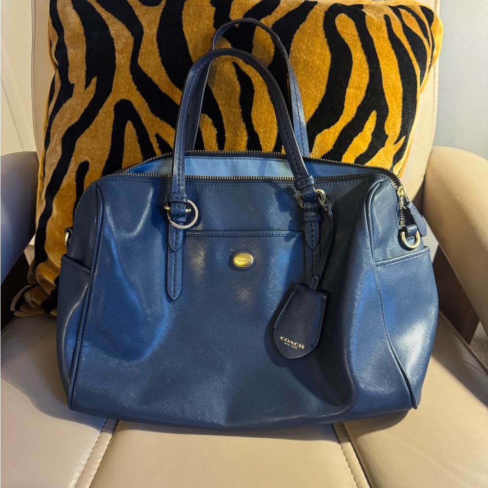Coach Nancy Denim Blue Leather Satchel Bag
